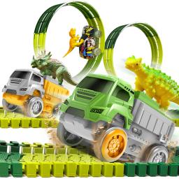 Magical Race Track Toy para meninos, Trilho de carro dinossauro, Brinquedos eletrônicos do carro, Pista flexível, Brinquedos educativos, Presente de aniversário - Image 3