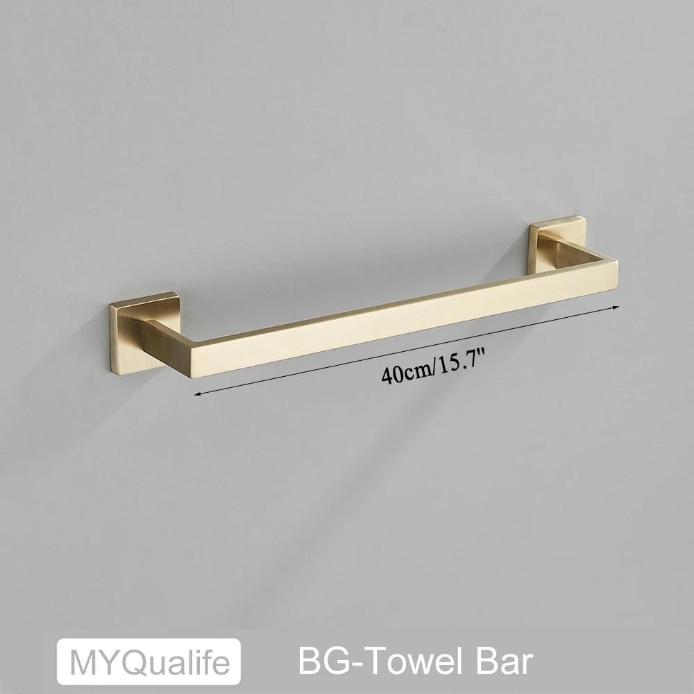 Preto casa de banho 40cm acessórios conjunto de montagem na parede de aço inoxidável barra de toalha rack rolo de papel higiênico titular robe gancho cabide ferragem - Image 1
