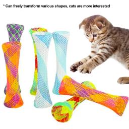Dobrável Multi-Color Cat Bouncing Toy Stick, gatinho brinquedos interativos, Pet Supplies, Folding Spring Shape, 10 pcs - Image 1