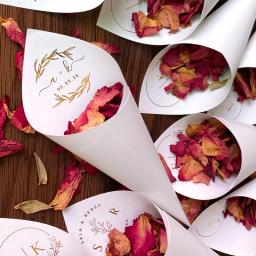 Cones de Confete para DIY, Cone De Casamento Personalizado, Cone De Folha De Ouro, Nome Personalizado e Data, Chuveiro De Noiva, Favor De Festa, 16x16cm, 20PCs - Image 1