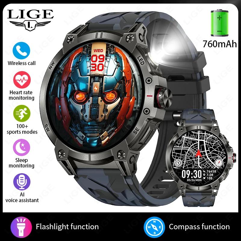 2025 nova bússola militar relógio inteligente masculino 1.85 "hd tela grande freqüência cardíaca bluetooth chamada à prova dwaterproof água smartwatch reloj inteligente - Image 1