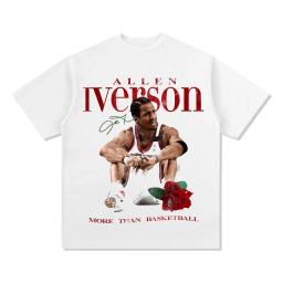 T-shirt de manga curta de algodão para fã de basquetebol americano, top de manga curta, vintage e casual, estilo verão - Image 2