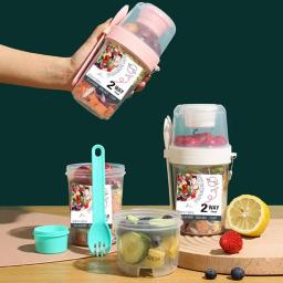 Caixa de manutenção fresca de camada dupla, frascos de armazenamento portáteis, ferramenta de contêiner selado de alimentos multiúso, iogurte, porca, armazenamento - Image 3