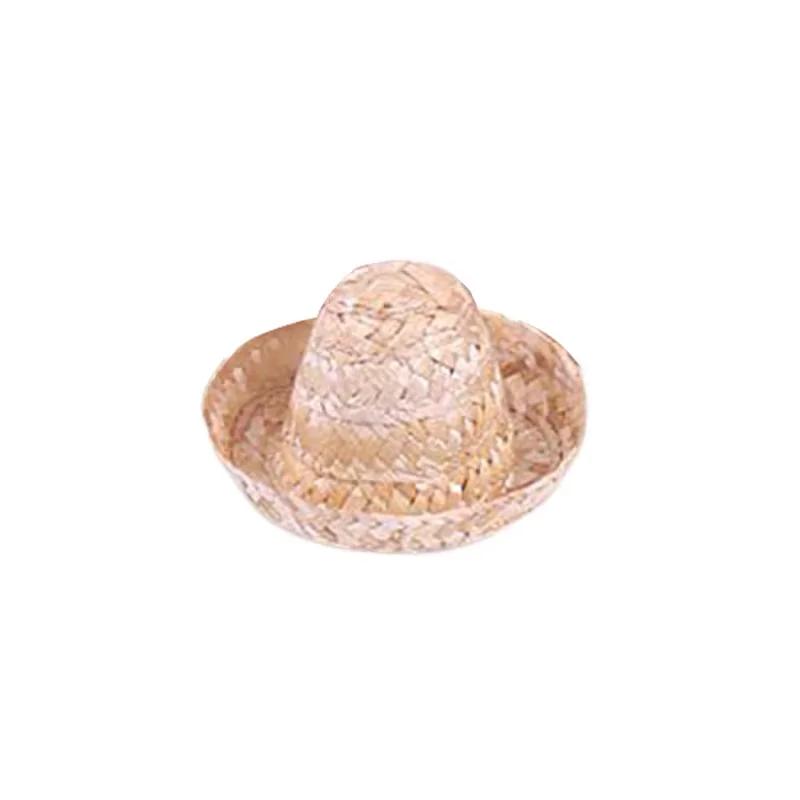 Chapéu de palha para vinho, mini chapéu mexicano, utensílios de cozinha, festa de casamento bonito, decoração de mesa, acessórios boneca - Image 1