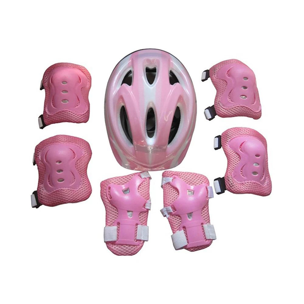 Conjunto de equipamentos de proteção para crianças, capacete com joelheira, cotoveleiras, protetores de pulso para skate, ciclismo, meninos e meninas, tamanho ajustável, 7PCs por conjunto - Image 1