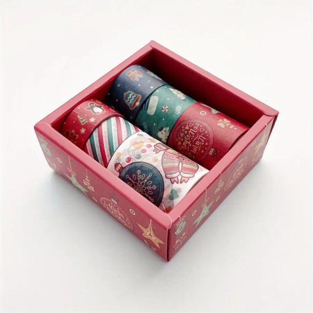 Fitas Washi Natalinas para Scrapbook e DIY - Conjunto com 6 Peças para Artesanato e Presentes