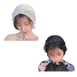 25UC Touca natação renda coreana para mulheres Touca natação à prova d'água Boné natação bonito - Image 5