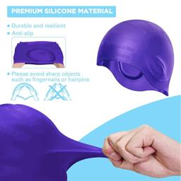 Touca de Natação Impermeável Para Homens E Mulheres, Multi-Cor Opcional, Alta Elasticidade, Silicone Macio, Conforto De Cabelo Longo, H642 - Image 4