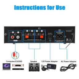 AK35 Amplificador HiFi Bluetooth Digital, Amplificador de Som, Suporte AMP, MP3 Channel 2.0, 110V-240V, Adequado para Casa, Carro, MAX 400W x 2 - Image 6