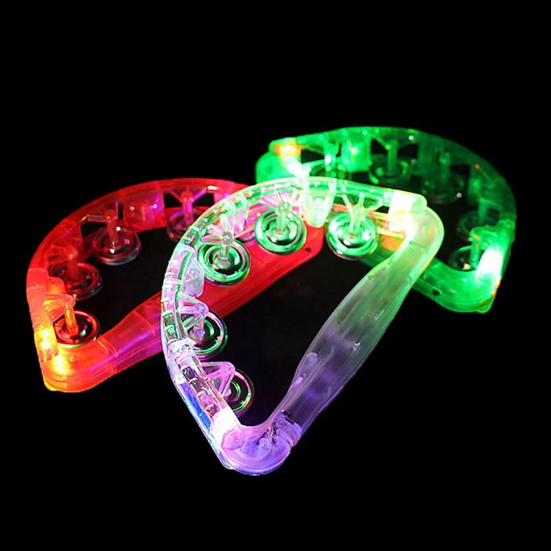 Bright LED Light Up Sensory Toy, piscando Pandeiro, Instrumento Musical, Agitando, Atmosfera de Festa, Brinquedos Infantis, Cor Aleatória - Image 1