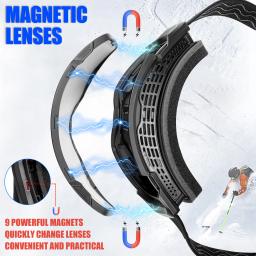 Kapvoe óculos de esqui ímã duplo absorver camadas uv400 anti-nevoeiro óculos de esqui neve snowboard óculos de snowmobile - Image 5