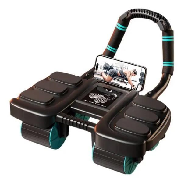 Exercício com Roda Abdominal Antiderrapante para Treino em Casa com Design de Seis Rodas e Rebote Automático