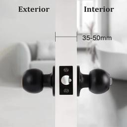 Universal Matte Black Door Lock Set, fechadura de críquete em forma de bola, quarto e banheiro, aluguel de casa e hotel, 35-50mm - Image 6