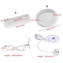 Molde de silicone para luzes led base de exibição redonda bases quadradas com luz usb diy artesanato kit para resina vidro cristal arte - Image 3