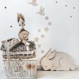Adesivo de parede de madeira para quarto infantil, ornamentos, coelho, pássaro, borboleta, bebê, crianças, decoração do quarto, acessórios - Image 4