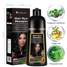 3in 1 shampoo para homens e mulheres, tintura de cabelo, natural, preto, branco, 7 cores, 500ml - Image 5