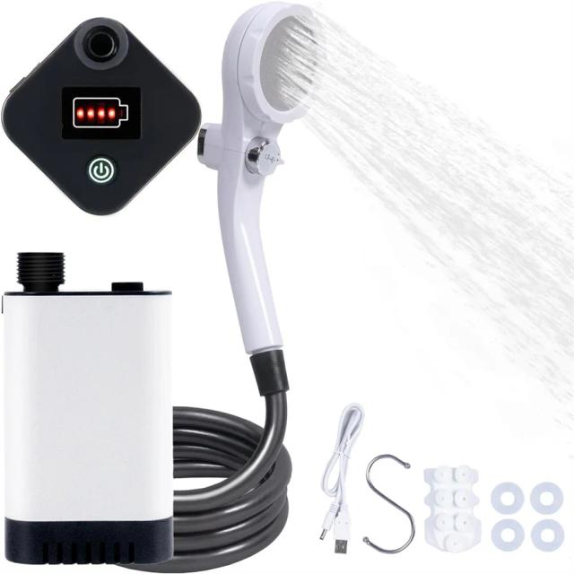 Chuveiro Portátil para Acampamento com Bateria de 5200mAh - Até 90 Minutos de Uso Atualizado