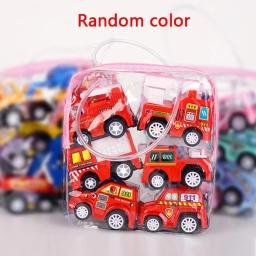 6 pçs aleatório mini inercial puxar para trás conjunto de carro de engenharia criança crianças brinquedos dos desenhos animados presente aniversário - Image 5