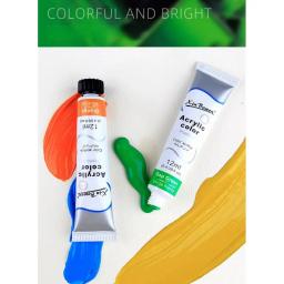 Xin bowen 12ml conjunto de tinta acrílica de 12 cores, tinta colorida para roupas de tecido, desenho de vidro de unhas, pintura à prova d'água, materiais de arte - Image 6