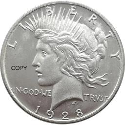 One Peace Dollar Silver Plated America Copy Moeda Comemorativa, Estados Unidos, Ww2, Liberty, Moneda Moedas Colecionáveis, EUA 1928, 1 - Image 1