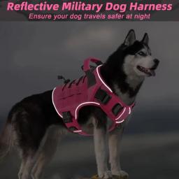 Arnês tático para cães ajustável sem puxar com alça para cães grandes – Colete militar reflexivo para Labrador Retriever, Siberiano H - Image 4