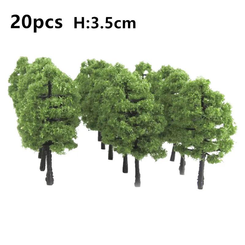 20 pces trem artificial miniatura árvore modelo de plástico cenário ferroviário decoração construção paisagem acessórios 1:100 3.5cm - Image 1