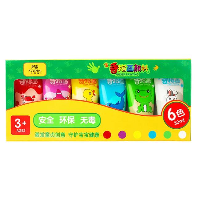 Conjunto de Tintas Laváveis para Crianças - Pintura Criativa de Palmeira com 6 Cores de Guache 30ml