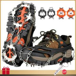10 dentes crampon montanhismo neve antiderrapante crampon sapato capa de gelo agarrar esqui garra caminhadas escalada proteção engrenagem - Image 1