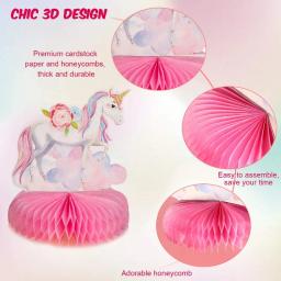Arco-íris e Unicórnio Decorações Tabela, Honeycomb Balls, Fan Set De Papel, Festa De Aniversário, Decoração Do Chuveiro Do Bebê, Desktop Suprimentos, 9Pcs - Image 3