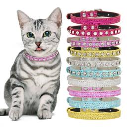 Coleira reflexiva ajustável para cães, anel do pescoço, fivela de segurança, colar bonito do gato, strass Pet Supply Strap - Image 1