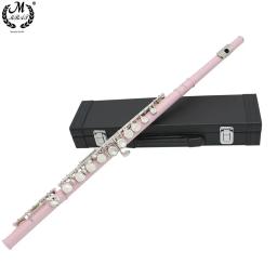 Pink C Key Flauta Aberta Fechada, Concerto Banhado a Prata, com Caixa, Pano de Limpeza, Luvas Vara, 16 Buracos - Image 1