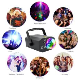 Luzes de discoteca LED RGB, luz de feixe de palco laser dj, mini bola, cabeças móveis com efeito estroboscópico, 16 padrões, lâmpada de projetor de palco - Image 5