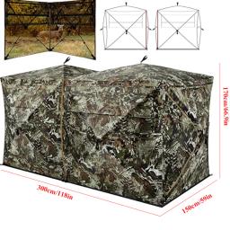 Barraca de caça a camuflagem multi pessoas, perspectiva unidirecional, excursão espacial grande, 4 estações, acampamento ao ar livre, observação de pássaros, patchwork - Image 2