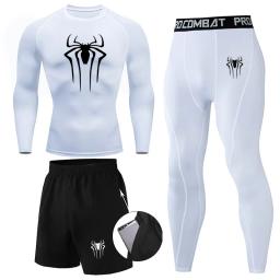 Terno de compressão térmica para homens, roupas Long Johns, treino de corrida, calças justas para exercícios, desgaste do inverno, 3 pcs - Image 3