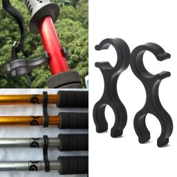 2 peças de borracha Trekking Pole Clips, 8 em forma de hastes duplas, conector fivela para caminhadas ao ar livre Walking - Image 4