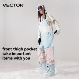 Vector grosso das mulheres dos homens calças de esqui macacão reto macacão babador de esqui à prova dwindproof água inverno quente à prova vento esportes ao ar livre snowboard - Image 6