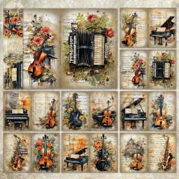 Pacote de Cartões Artesanais Panalisa, Estilo Vintage, Música Scrapbooking, Papel Modelado, Peso Leve, 8 Folhas, Tamanho A5 - Image 2