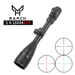 Óptica-Tactical Visão March Verde e Vermelho Iluminado Rifle Scope, Airsoft Air Guns Riflescope para Caça, Verde, Vermelho, 4-16x44 - Image 6