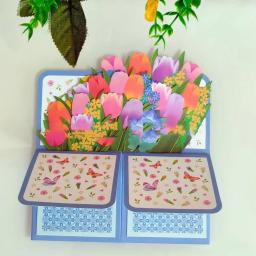 3D pop-up beija-flor e flores cartão, flor tropical, dia dos namorados, presente de aniversário, feliz dia das mães - Image 4