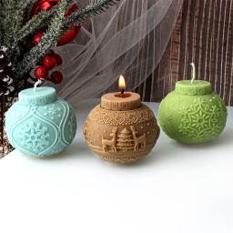 3d bola de natal vela molde de silicone diy em relevo lanterna bola vela perfumada fazendo molde natal elk concreto gesso molde - Image 5