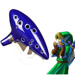 A lenda de zelda ocarina do tempo 12 buracos cerâmica alto c ocarina flauta azul inspirado tempo instrumento musical presentes colar - Image 2