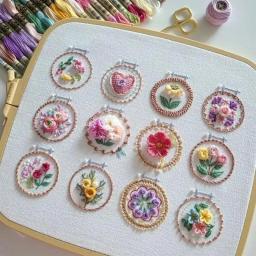 Kit floral bordado iniciante, cores brilhantes Frame, ferramenta de artesanato para profissionais iniciantes, artesanato - Image 2