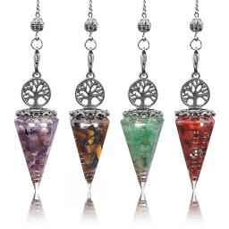 Natural Chakra Cura Cristal Pêndulo Radiestesia, Reiki Pedra Chips, Pêndulo Pêndulo Orgone, Spirituel Árvore da Vida, Jóias - Image 1
