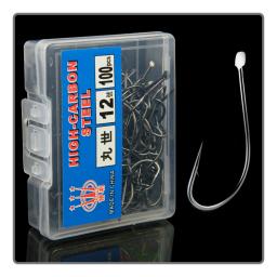 50/100 Pcs MARUSEIGO anzol em caixa boca torto com farpado afiado preto aço de alto carbono ganchos de pesca selvagens - Image 4