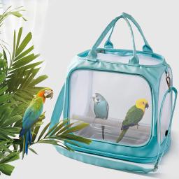 Gaiola dobrável do portador do pássaro com bandeja e suporte removíveis do aço inoxidável, saco do cockatiel do papagaio - Image 1