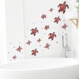 Adesivos de parede de vinil para decoração home, oceano subaquático, impermeável, pvc, para banheiro, telha, diy, diy, 4 pcs/set - Image 6
