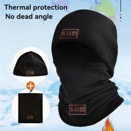 Conjunto de chapéu e cachecol de lã engrossado masculino e feminino, máscara de montanhismo, quente, ao ar livre, outono, inverno - Image 4