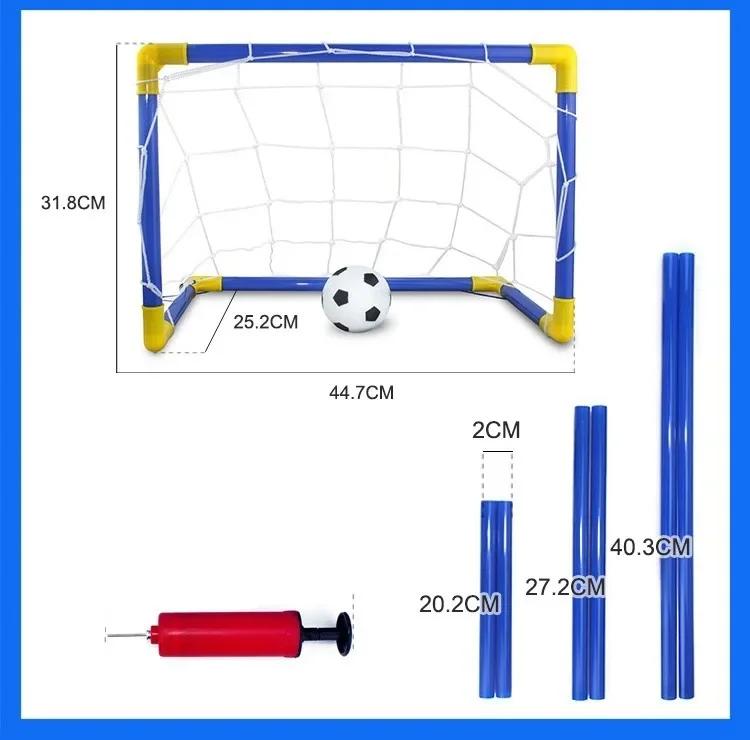 Mini dobrável crianças interior/exterior durável treinamento de futebol esporte jogar jogos kit portátil bola de futebol net gol conjunto crianças presente - Image 1