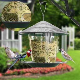 Jardim gazebo pendurado alimentador de pássaros selvagens recipiente ao ar livre com pendurar corda pet pássaro alimentação casa tipo alimentador de pássaros novo dropshipping - Image 4
