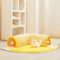 Tapete de túnel para gatos indoor, Cama do túnel, Play Tunnel com bola de brinquedo suspensa, removível e lavável, Peek-A-Boo, 2 em 1 - Image 4